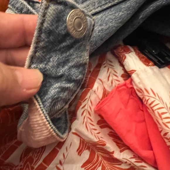 LEVI’S Denim Original Jacket Womens Xlarge Classic medium blue pink collars cuff - Picture 10 of 10
